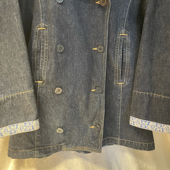 Express Bleus Denim Nautical Jacket Dbl Breasted 3/4 Length 100% Cotton - Picture 6 of 11